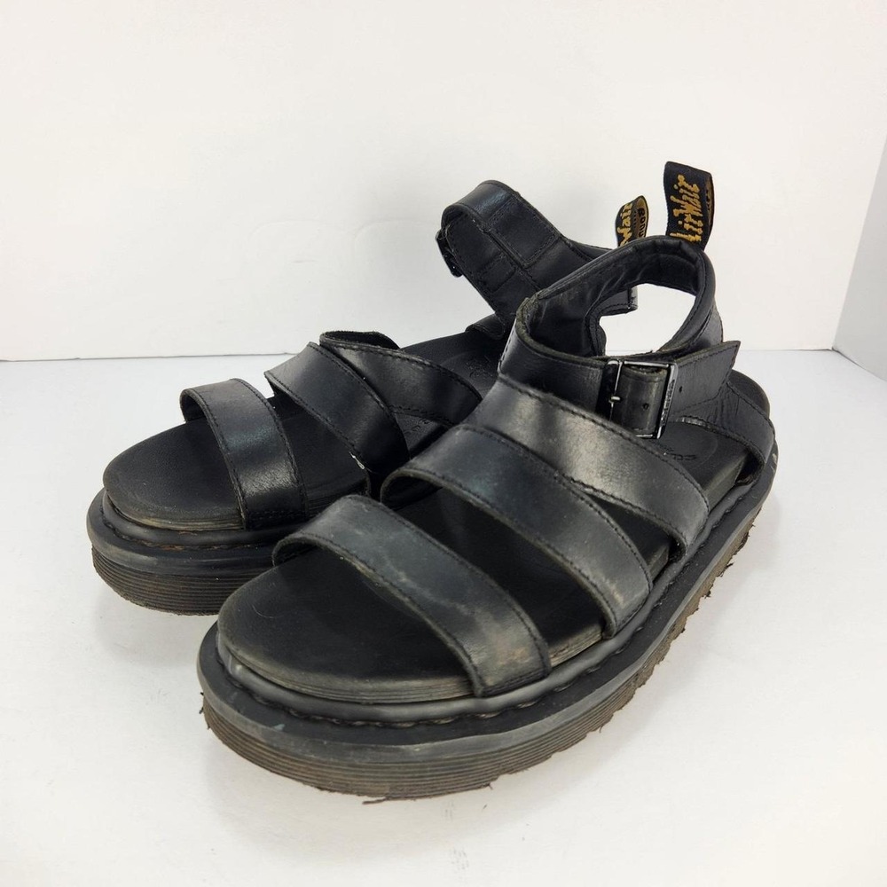 Dr. Martens‎ Blaire Black Leather Platform Sandals Women's Size 9 Buckle Combat